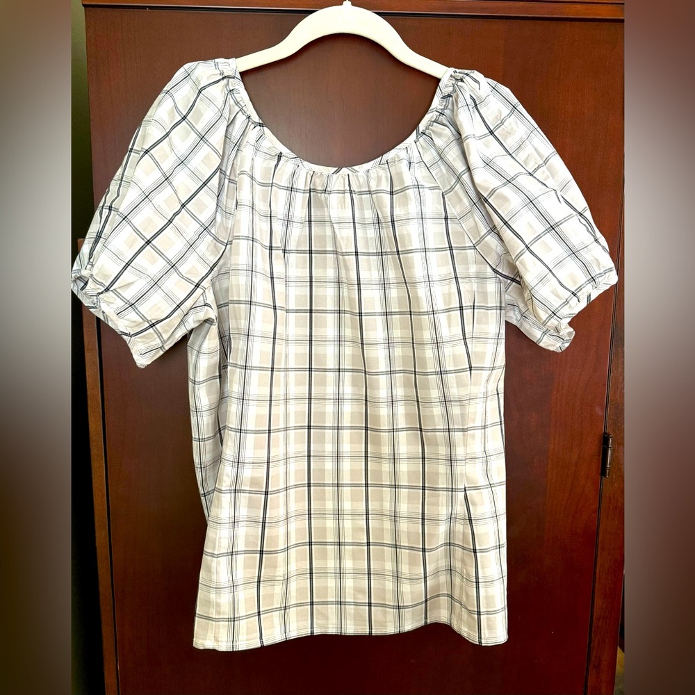 NWT J.Crew Plaid Short Sleeve Blouse